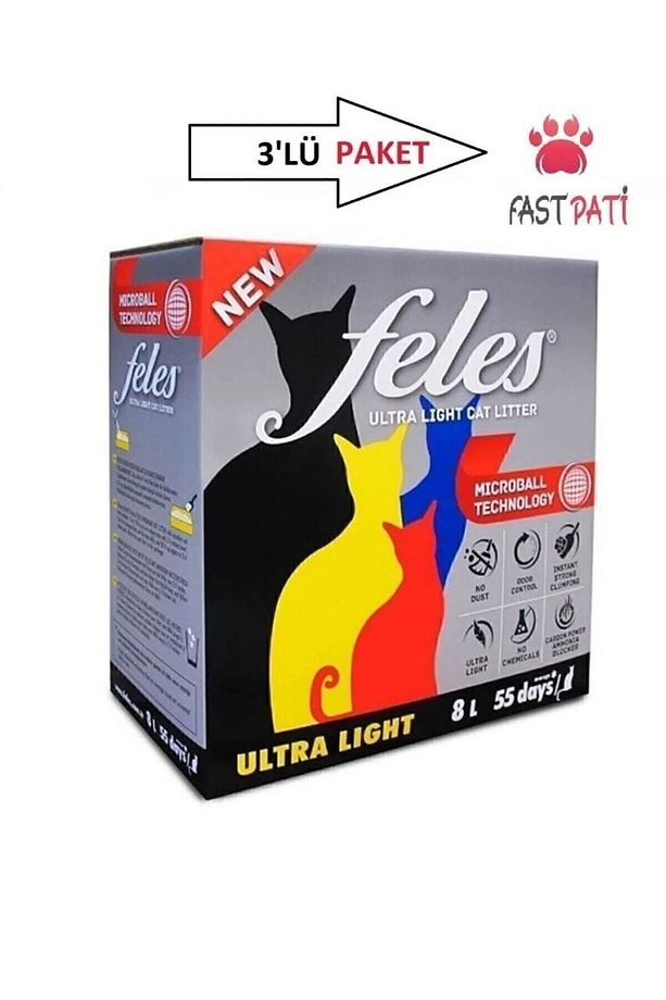 FASTPATİ 3 Adet 8 Litre Feles Kedi Kumu 3*8 24 LT. - 2