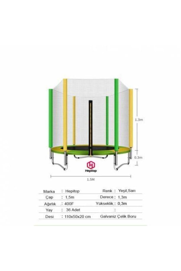 Katlanabilir Ev Tipi Trambolin Fileli Korumalı Büyük Boy 140 Cm Çocuk Trampolini 5 Ft Trambolin - 3