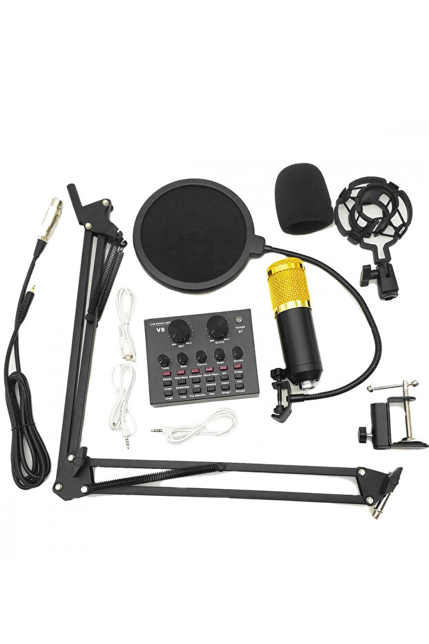 Profesyonel Kondansatör Mikrofon Seti Ses Kartı Komple Set Profesyonel Yayıncılar İçin Mikrofon Set - 4