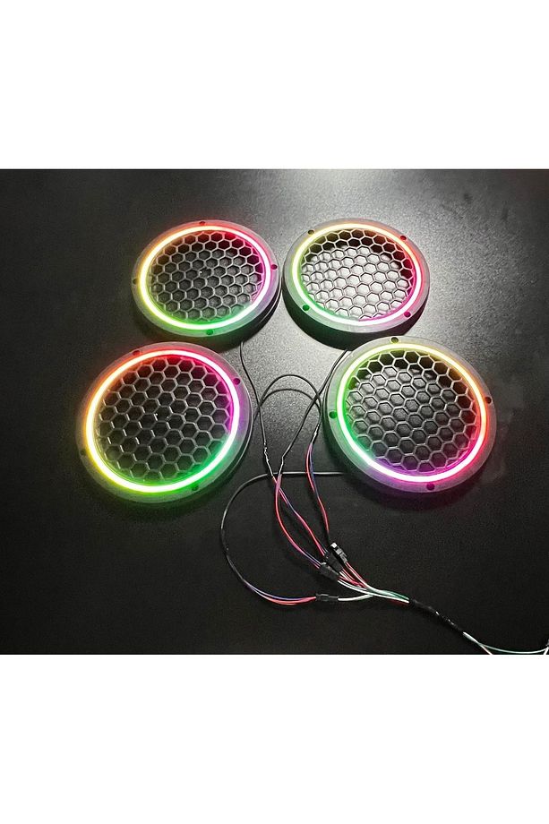 Piksel Neon Ledli 20cm Midrange Hoparlör Kapağı 4adet Kapak+Modül Soketli Tak Çıkart Kolay Montaj - 4