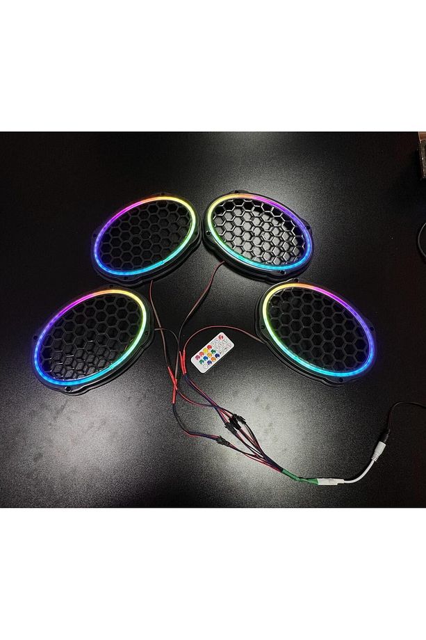 Piksel Neon Ledli Oval 6*9 Hoparlör Midrange Kapağı 4adet Kapak+Modül Soket Tak Çıkart Kolay Montaj - 1