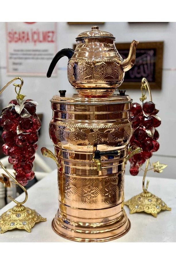 Bakır lüks odunlu 5 litre semaver - 1