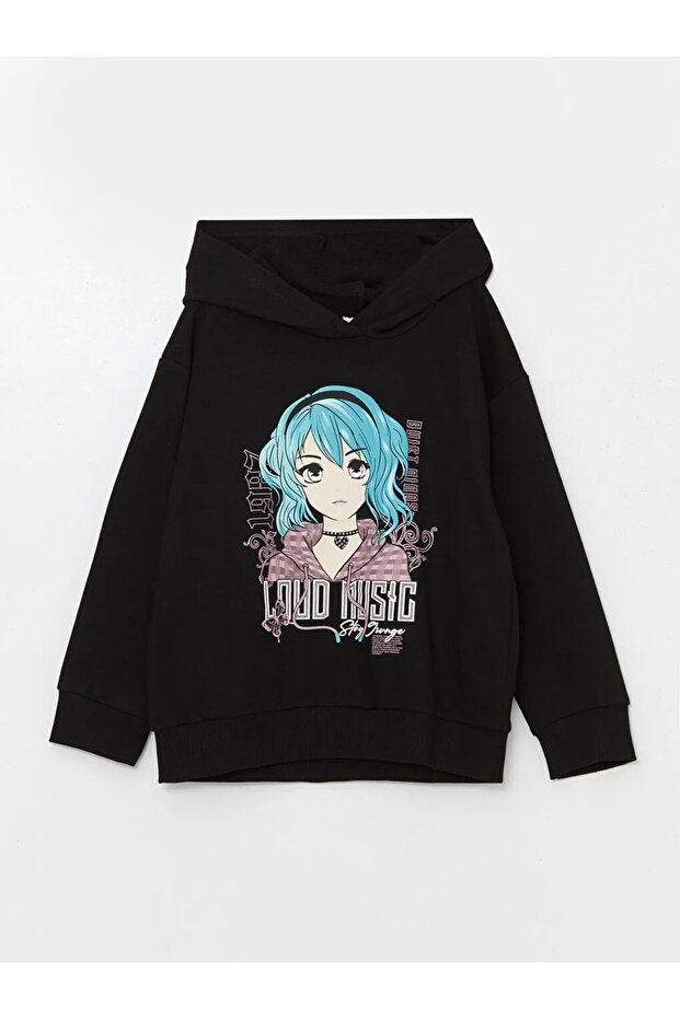 Hooded Printed Girls' Sweatshirt (W4)