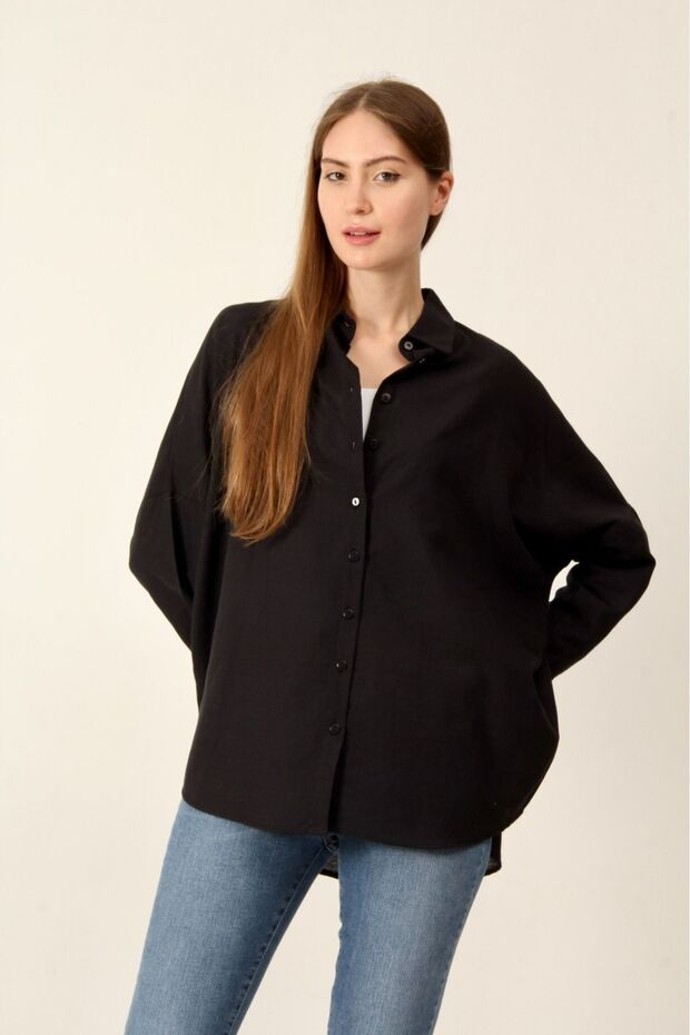 Over Size Keten Gömlek - 1