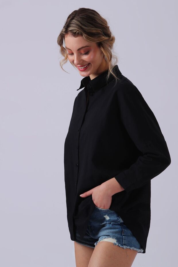 Over Size Keten Gömlek - 4