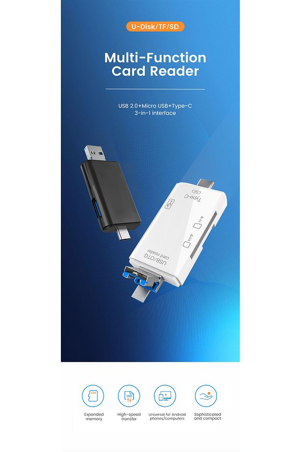 iPad/Macbook/iPhone 15/16/Plus/Pro Max Uyumlu Type-C To USB/Micro SD Card Reader Okuyucu Çevirici - 2