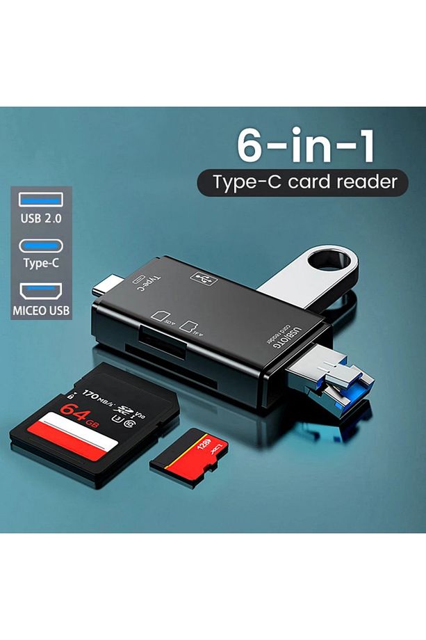 iPad/Macbook/iPhone 15/16/Plus/Pro Max Uyumlu Type-C To USB/Micro SD Card Reader Okuyucu Çevirici - 1