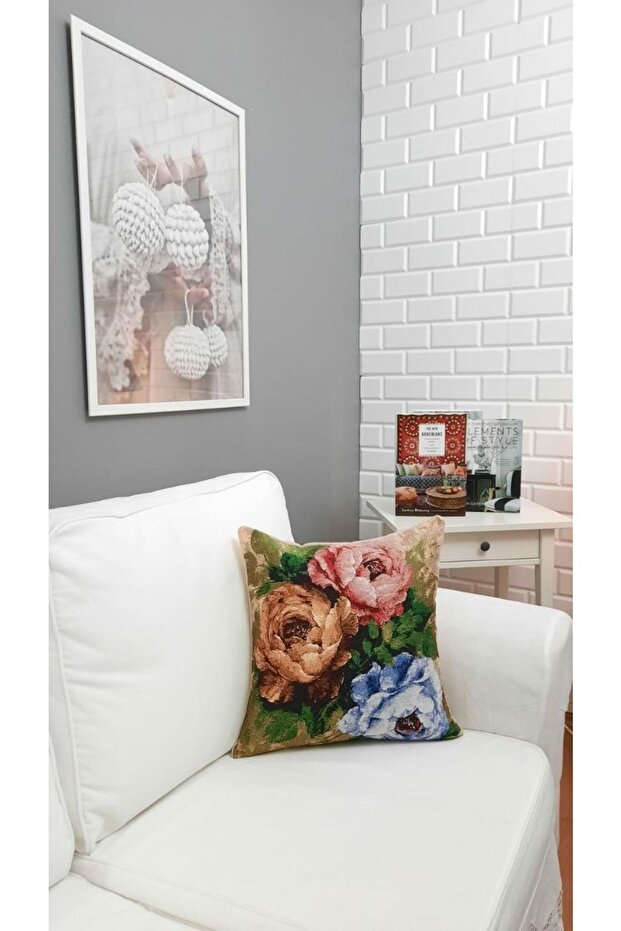 Tapestry Three Flower Pattern Throw Pillow Case - 2