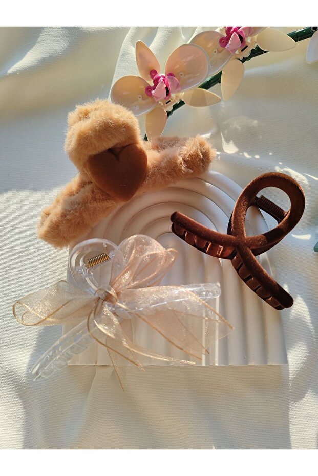 Luxury 3-Piece Set with Latch Buckle - Plush, Bow and Velvet