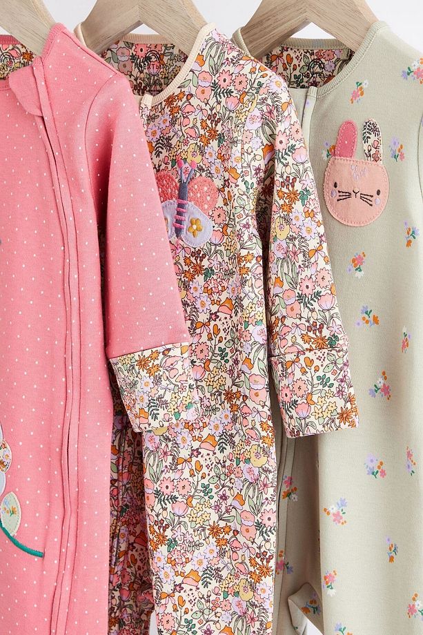 % 100 Pamuklu Pembe Uğur Böceği Desenli 3’lü Tulum Set - 3