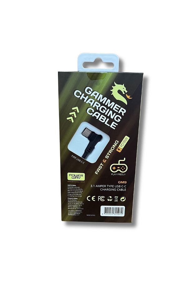 Powerway GM9 18w Hızlı USB-C / Type-C 3.1 Uyumlu Oyuncu Şarj ve Data Aktarım Kablosu - 5
