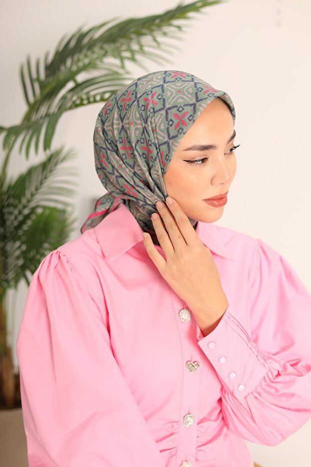 Pusula Desen Soft Pamuk Eşarp - 3