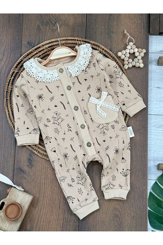 Camisole Collar Lace Front Button Baby Girl Romper