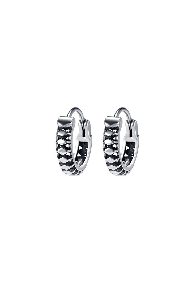 Striped Cutout Gothic Model Ring Mazgal Design Biker Anti-Tarnish & Anti-Rust 316L Steel Earring