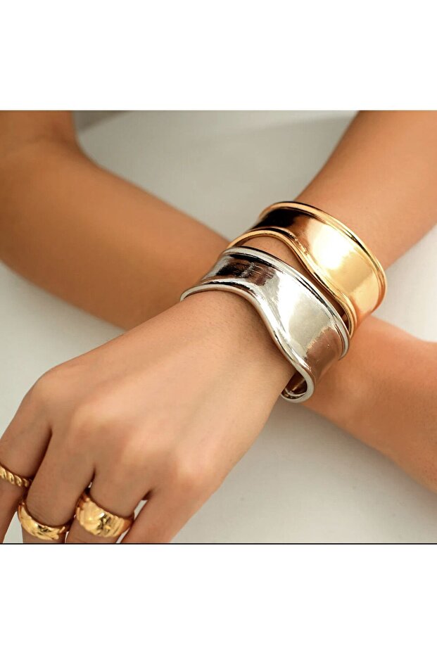 Tiffany Model Çelik Kalın Kelepçe Bileklik - 2