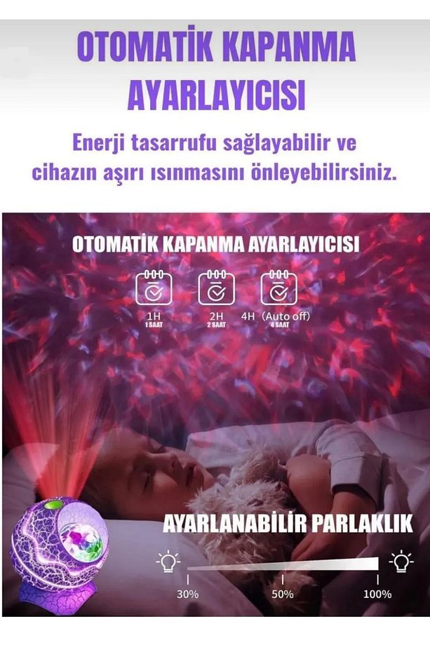 Premium Led Dinozor Yumurtaları Kabuk Galaxy Yıldızlı Projektör Gece Işıkları - 9