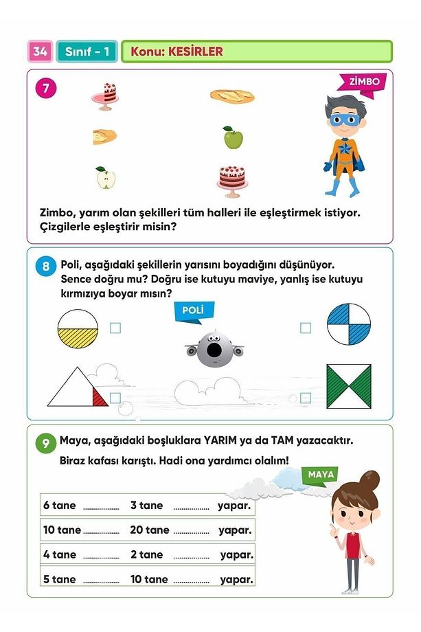 Zozi 1.sınıf Canlanan Matematik Soru Bankası Ve Tüm Dersler Bulmaca Kitabı - Canlı Sorularla Dolu! - 3