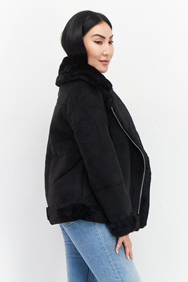 Women Plain Softshell Jacket, Black - 4