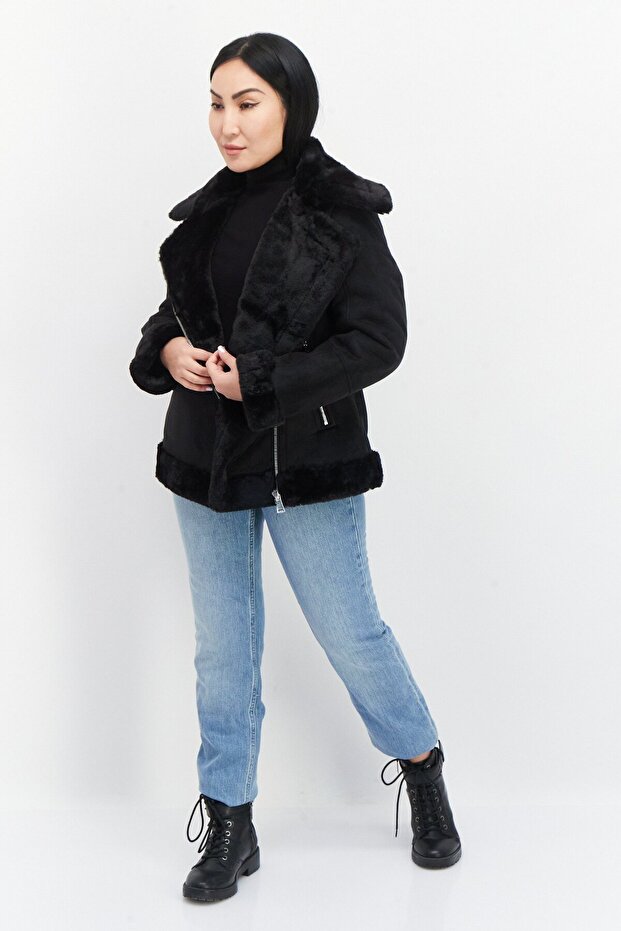 Women Plain Softshell Jacket, Black - 3