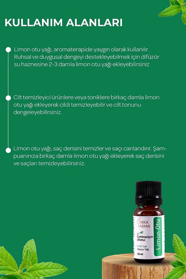 Onka Farma %100 Saf Limon Otu Uçucu Yağı - 10 ml (LİMONOTU YAĞI) - 4