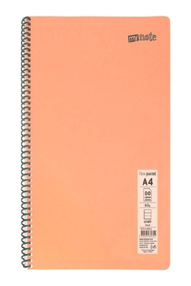 Defter Spiralli Telli Pp Kapak A4 Mynote 4 Adet Farklı Renkler 80 Sayfa ÇİZGİLİ Defter ( 4 Farklı ) - 2