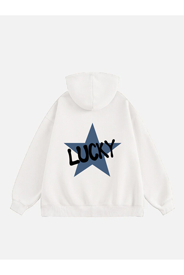 Women's Lucky Printed Hooded Fleece Oversize Sweatshirt