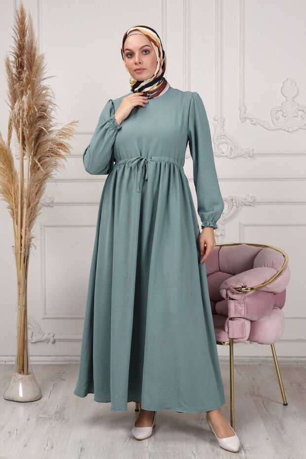 Waist Rope Detailed Hijab Dress