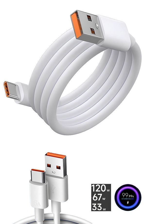 120w Type-c Turbo Şarj Destekli Hızlı Şarj Kablosu 120w/67w/33w  Typec Turbo Şarj Kablo Uyumlu - 3
