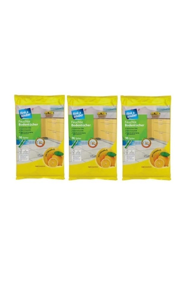Domol Wet Floor Cloth 16 Pcs Flink & Sauber Citrus Scented, 22x30 Cm 32423-df3-