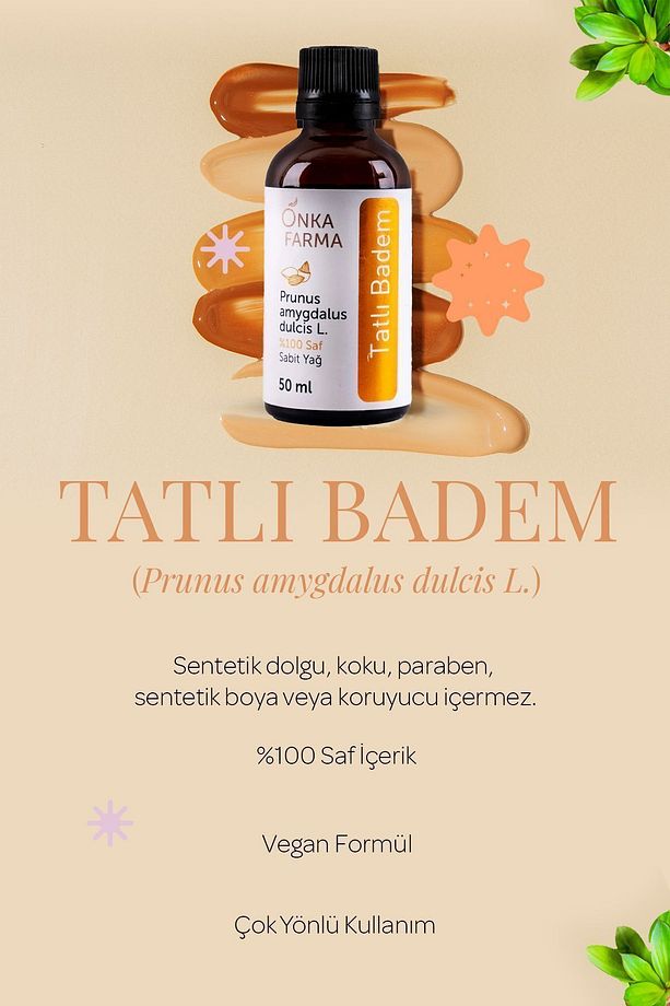 Onka Farma %100 Saf Tatlı Badem Yağı - Soğuk Sıkım - 50 ml - 3