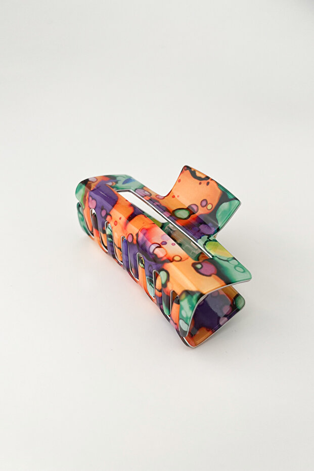 مشبك بمزلاج مستطيل منقوش بطول 7 سم - 1