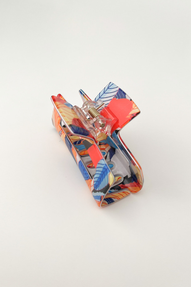 مشبك بمزلاج مستطيل منقوش بطول 7 سم - 2