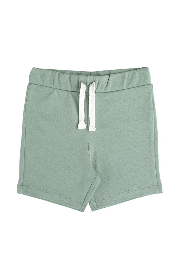 Baby Boy Pocketless Lace-Up Shorts-Green