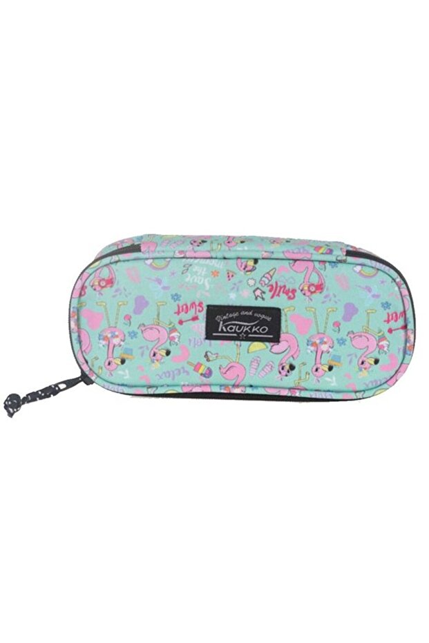 Nature Special Compartmented Junior Pencil Bag Mint Flamingo K2329