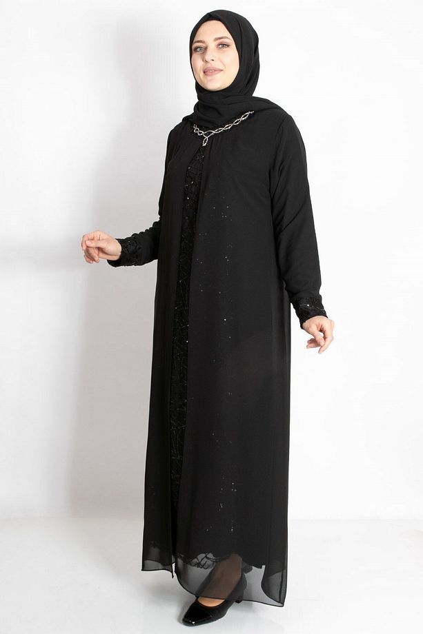 Pul Payet Detaylı Abiye Siyah TBS2218 - 8