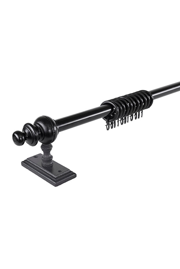 Siyah Raysız Ahşap Rustik Perde Askısı 100 Cm - Rustik Borusu - 1