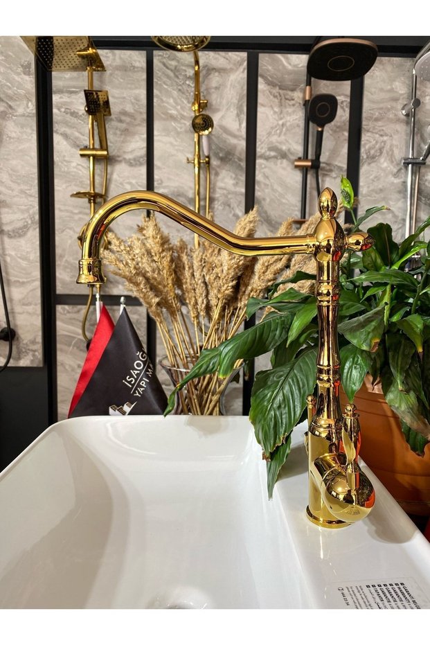 Shiny Gold Guava Purified Kitchen Faucet 3 Way Kitchen Faucet Gold Purified Sink Faucet