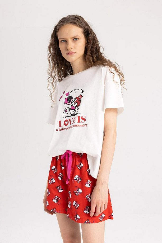 Fall In Love Snoopy Kısa Kollu Şortlu Pijama Takımı B6205ax24sp - 6