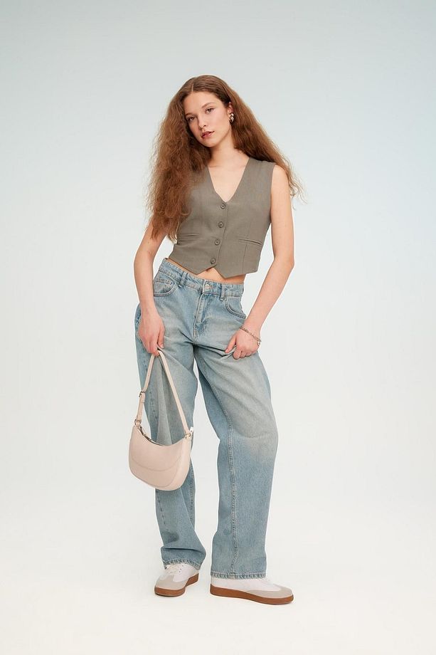 Baggy Fit Yüksek Bel Uzun Jean Yıkamalı Pantolon C7350ax24sp - 8