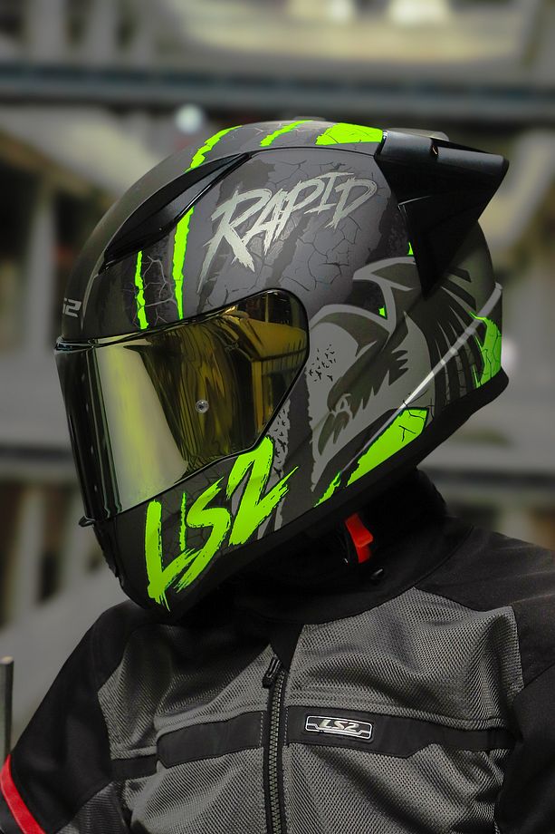 Rapıd 2 Race Raven Mat Siyah-gri-neon Sarı Kask - 4