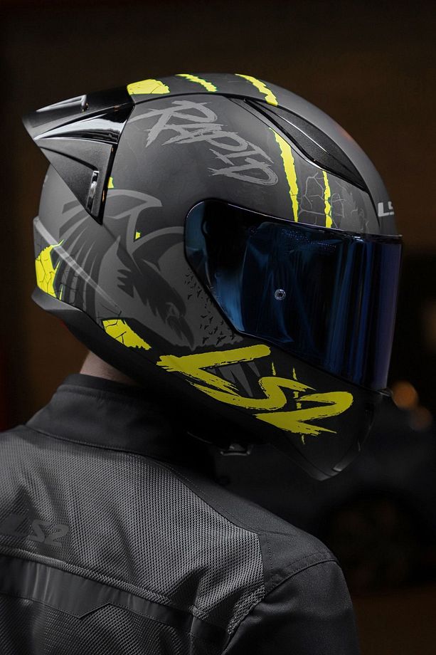 Rapıd 2 Race Raven Mat Siyah-gri-neon Sarı Kask - 6