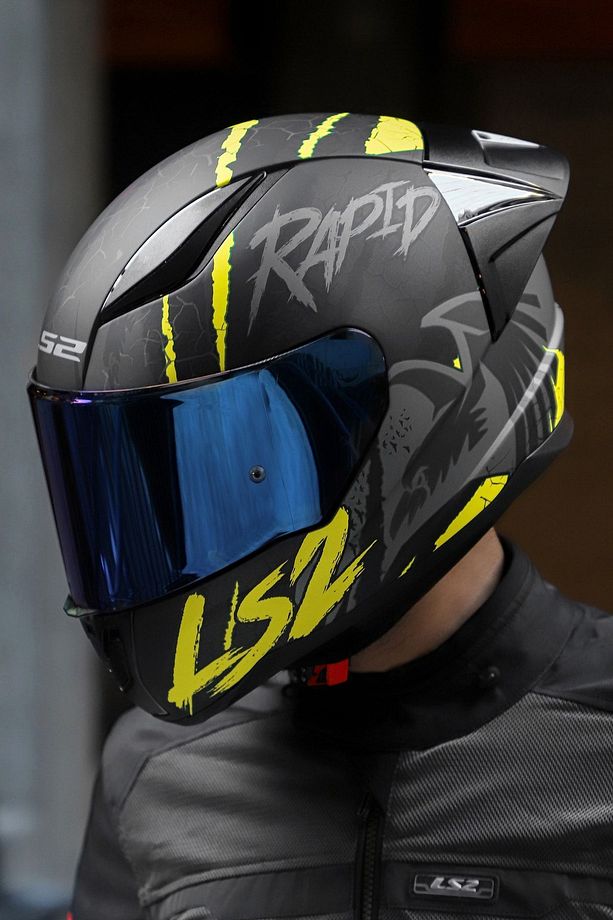 Rapıd 2 Race Raven Mat Siyah-gri-neon Sarı Kask - 1