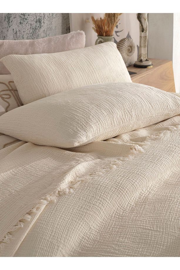 Ivory Renkli 4 Katlı Multi Muslin %100 Pamuk Tek Kişillik Yatak Örtüsü 160x240cm - 6