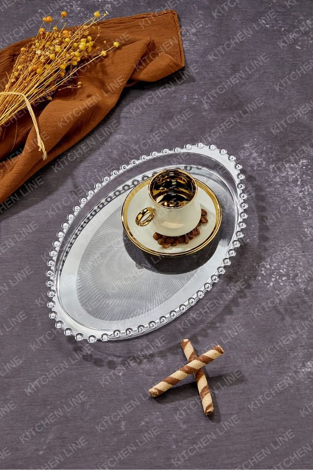 2 ADET MİKA BONCUKLU OVAL TEPSİ - 3