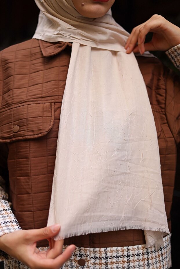 Bambu Kraş Şal Hasır Bej - 2