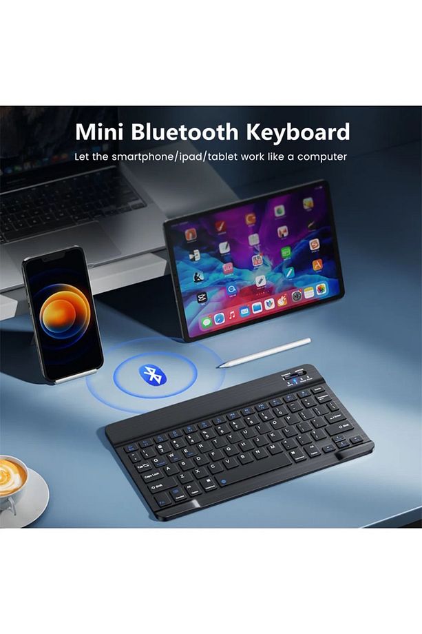 Bluetooth Klavye Mouse Set Ipad- Laptop-telefoon Uyumlu Silim Klavye Mous Set Tüm Cihazlara Uyumlu - 1