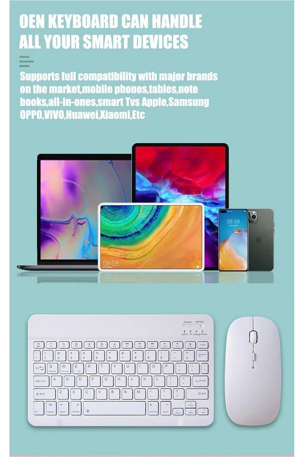 Bluetooth Klavye Mouse Set Ipad- Laptop-telefoon Uyumlu Silim Klavye Mous Set Tüm Cihazlara Uyumlu - 3