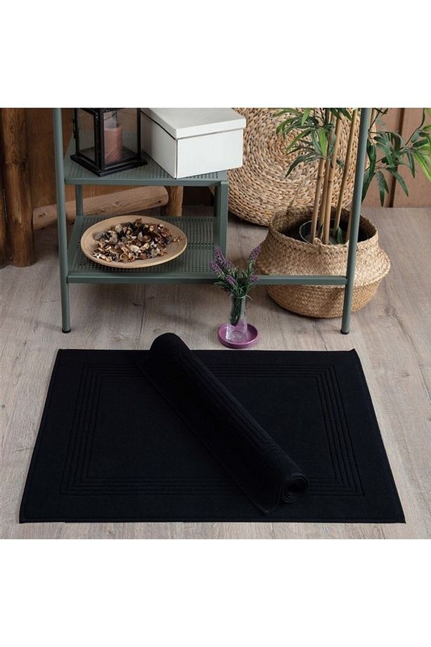2'li Set Ayak Havlusu Siyah 60x80cm - Yumuşak Ve Yüksek Emici - %100 Pamuk - 1