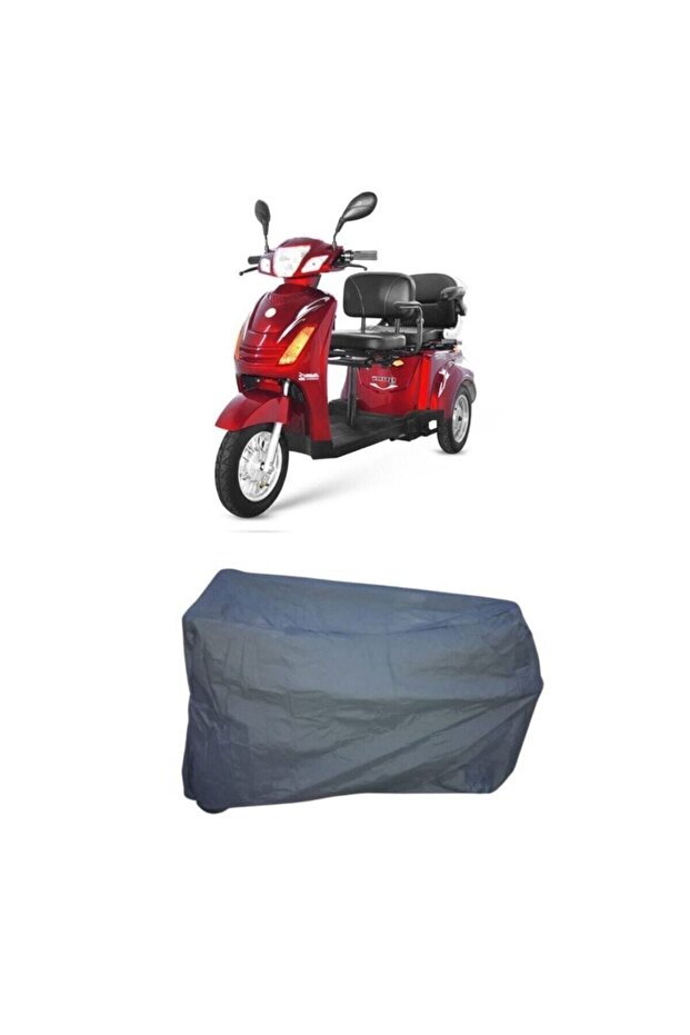 Yuki Yk12 Midilli Long 3-Wheel 2-Person Electric Motorcycle Engine Protection Tarpaulin