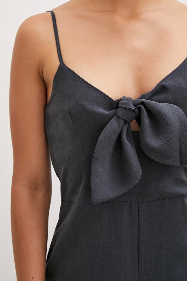 Fiyonklu Askılı Tulum Siyah - 6